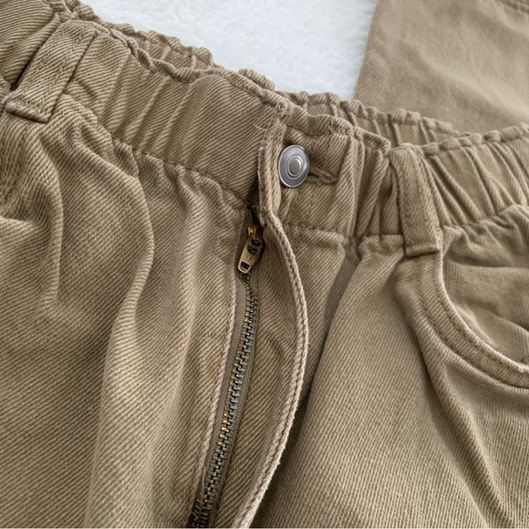 Women’s 6 H&M Tan Brown Elasticized Waist Cropped Straight Leg Denim Jeans Pants - Picture 4 of 7